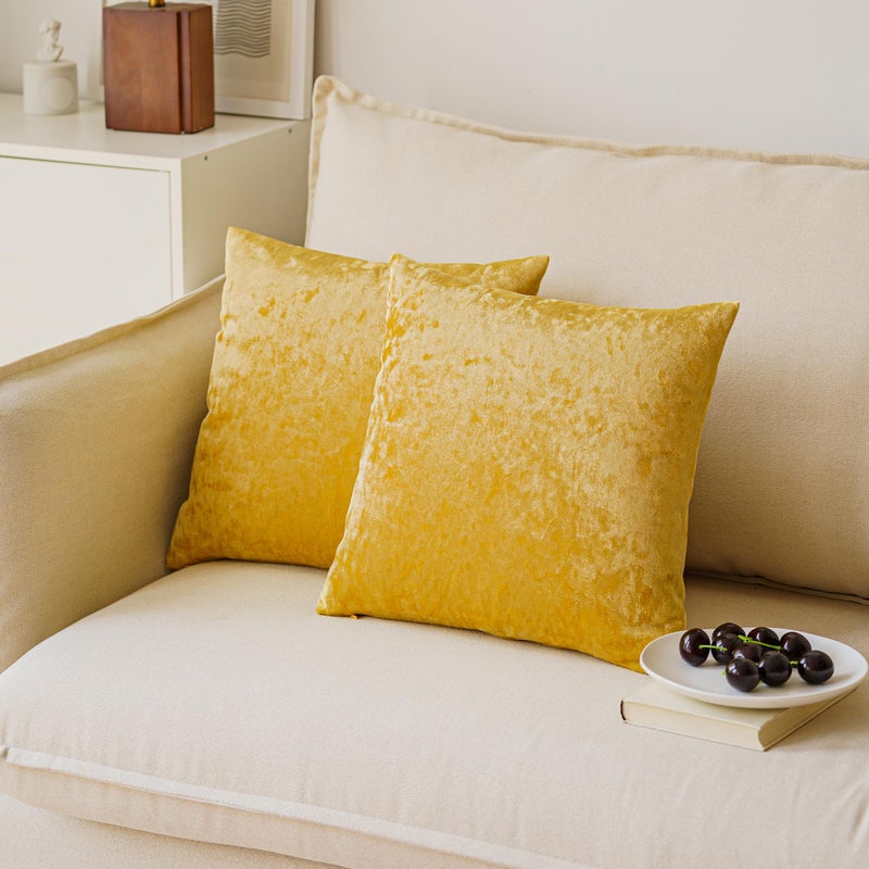 NiNi ALL Decorative Throw Pillow Covers Pack of 2  Velvet Throw Pillow Cases for Couch Pillows Cover Bedroom Living Room Outdoor Pillow Covers 18x18 Inch Gold - Image 3